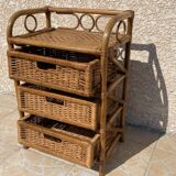 Cabinet with vintage rattan drawers