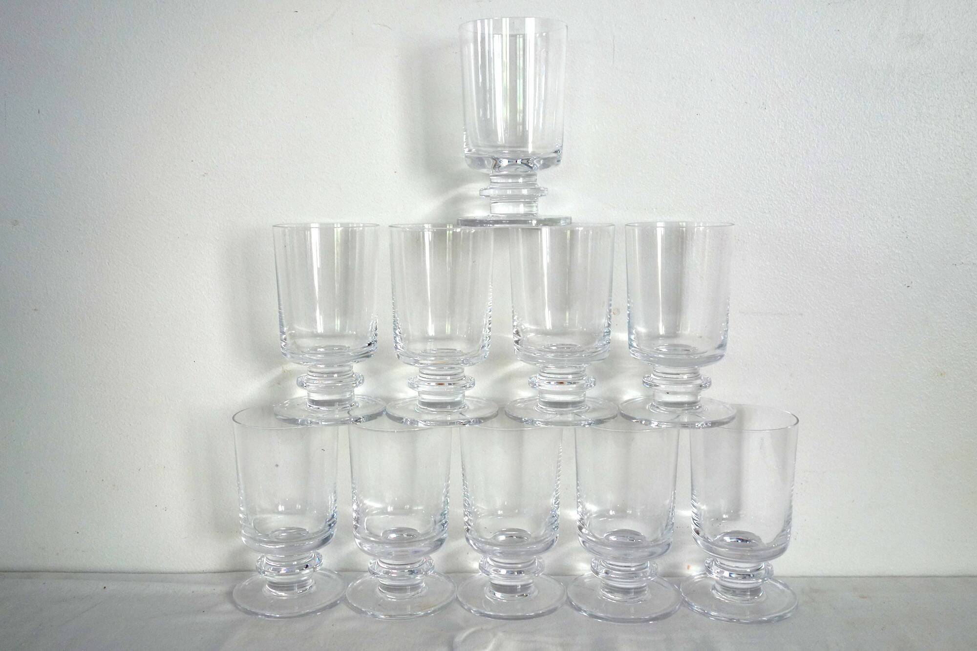 Set of 10 vintage Sèvres crystal glasses, 1970s