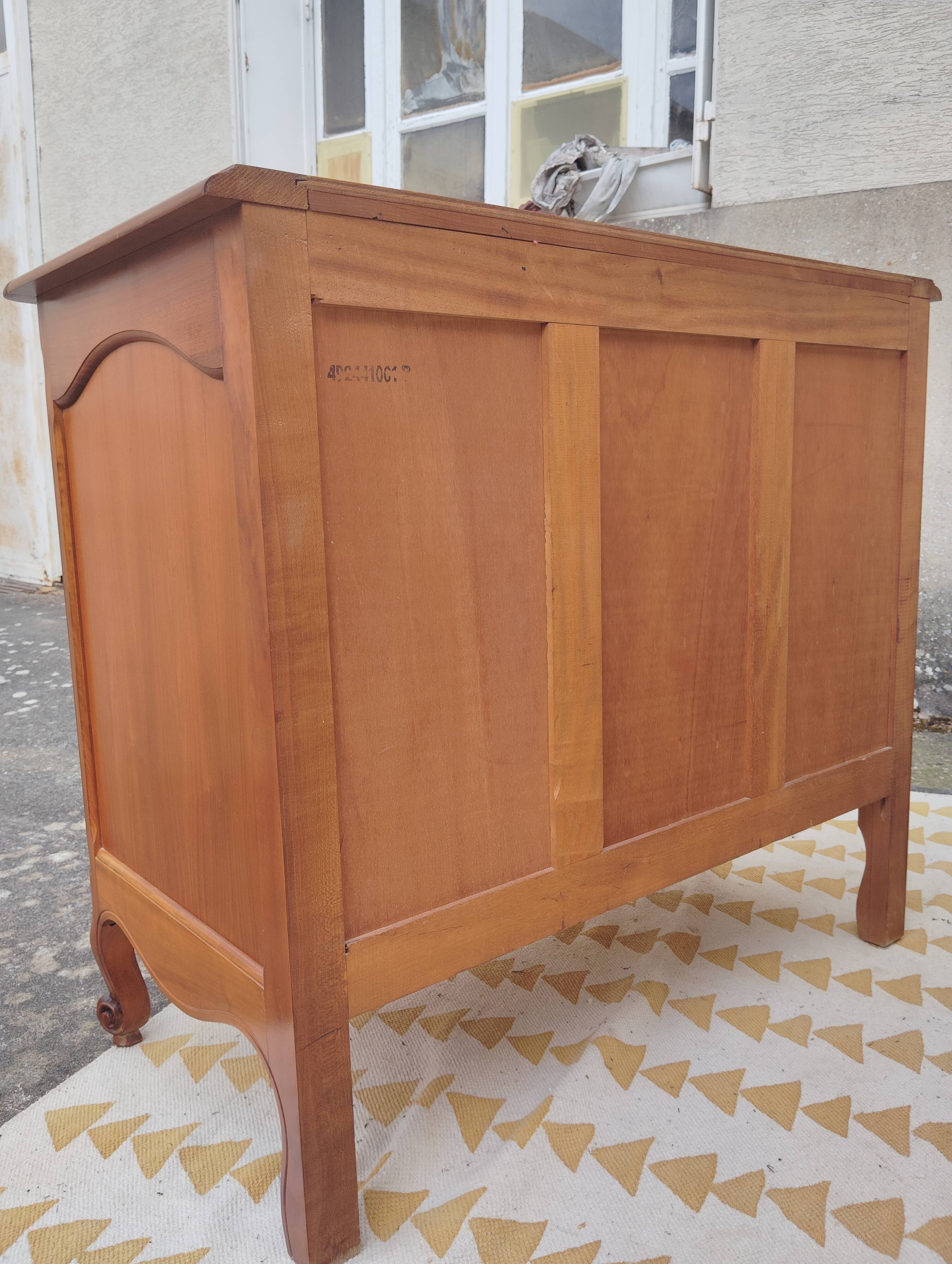 Small cherry crossbow chest of drawers, Regency/Louis XV style