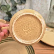 Two vintage Sarreguemines stoneware breakfast cups.