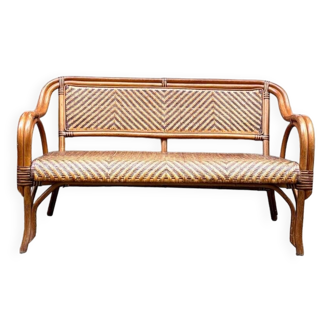 3-seater rattan bench from the 1960s