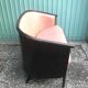 Lot of 2 armchairs and a sofa from Baumann in black wood and marble rose leather