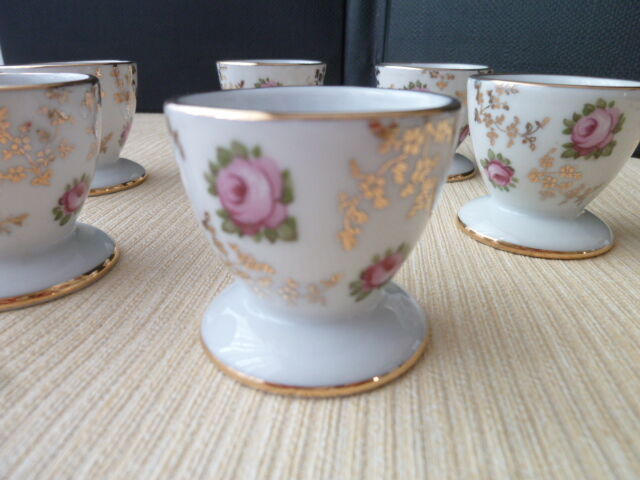 Set of 6 flowered shells in Limoges porcelain