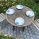 Table in rattan and vintage bamboo