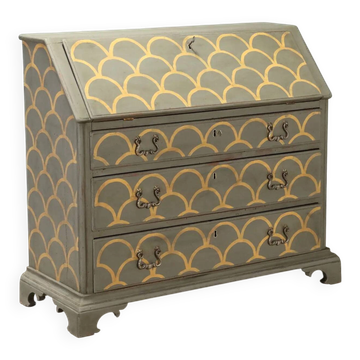 Antique drop-leaf secretary cabinet, neoclassical style, walnut, 20th century.