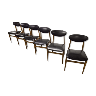 6 chaises en teck avec dossier oval