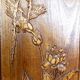 3 carved wooden panels, floral and animal decorations, Indochina