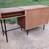 Vintage Scandinavian-style dressing table and chest of drawers by Claude Vassal, available at Magasins Pilotes.