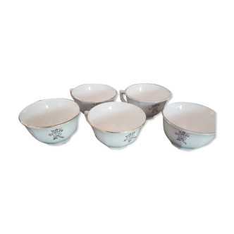 Digoin Sarreguemines gold trim cups