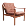 Scandinavian design camel teak armchair 1950