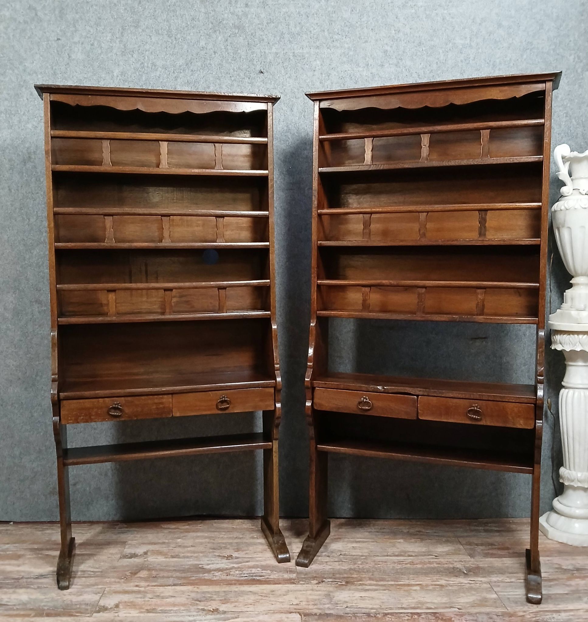 Rare pair of solid wood dressers - racks from the late 18th century
