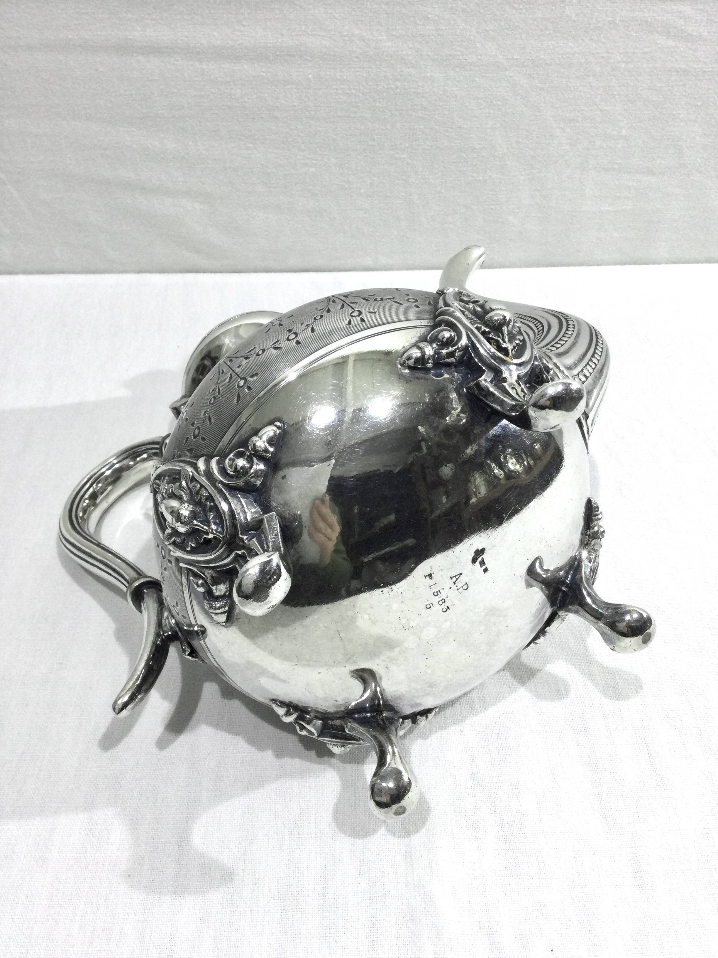 Silver metal teapot