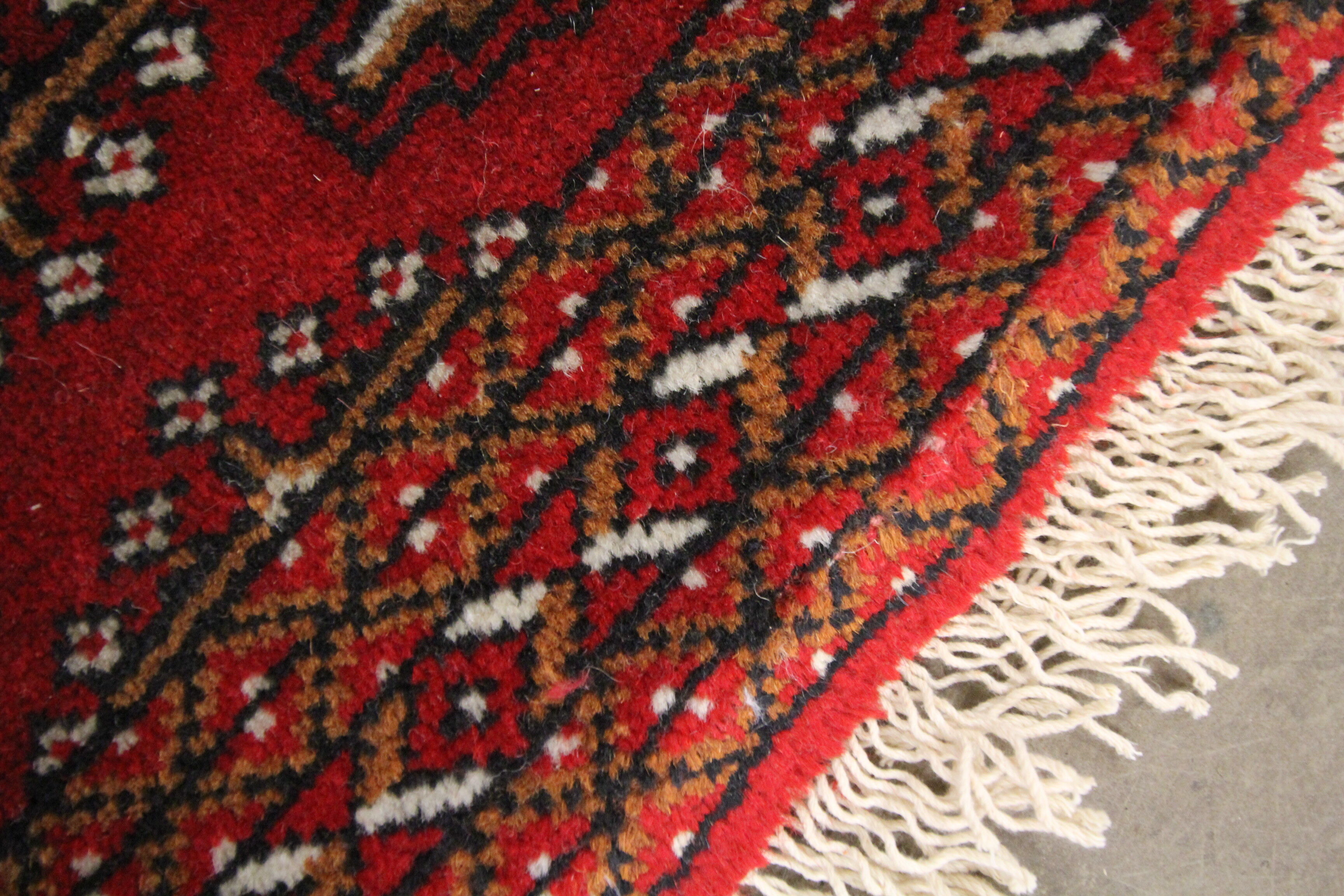 Persian rug handwoven red wool turkmen living room area rug- 60x130cm