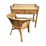 Rattan office with chair