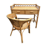 Rattan office with chair