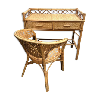 Rattan office with chair