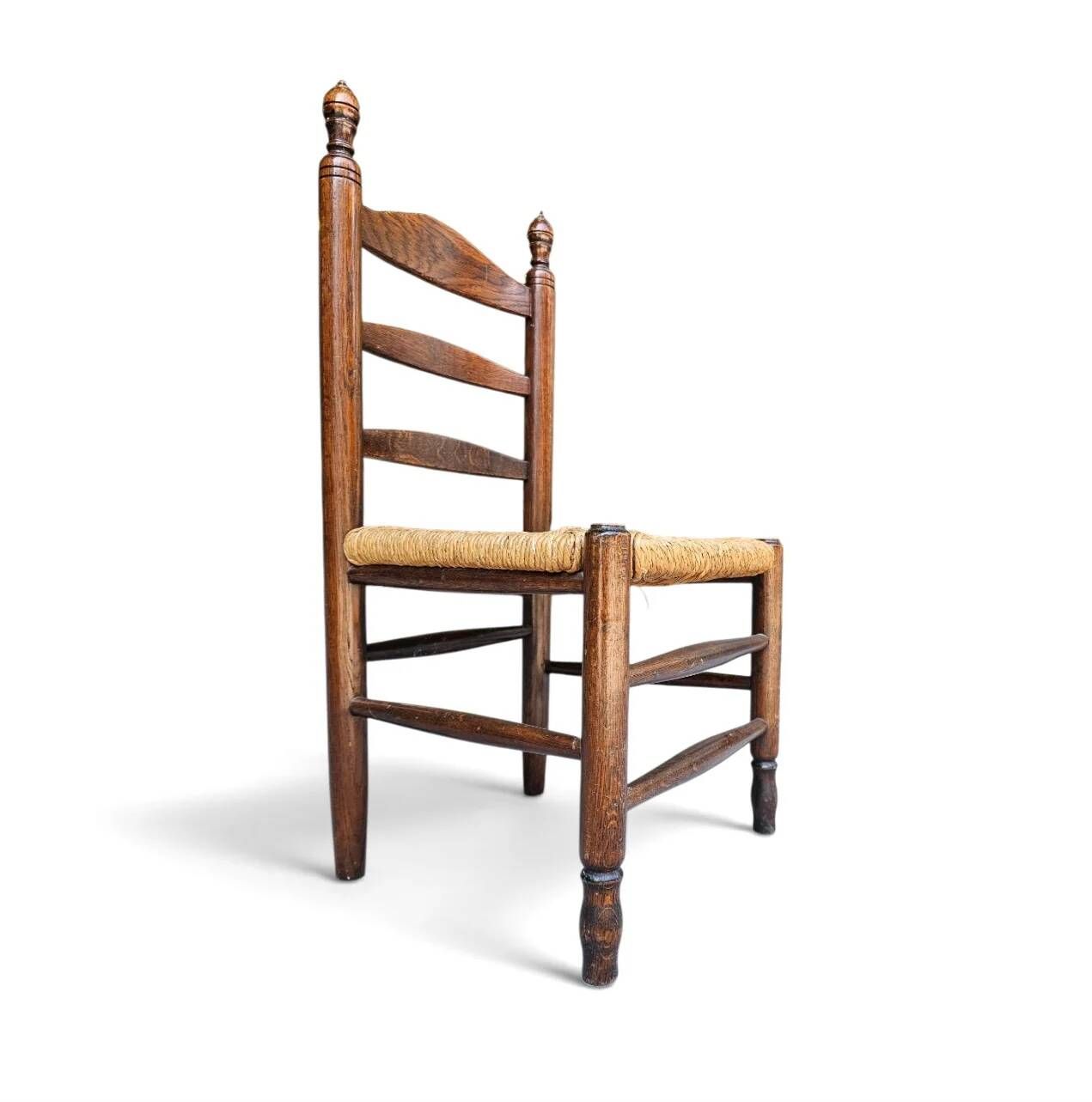 3 x Antique provincial ladderback child's chair / rush seat / 1930s