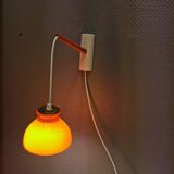 Holmegaard wall lamp in glass, nice orange/red color, danish design, retro, vintage, 1970s