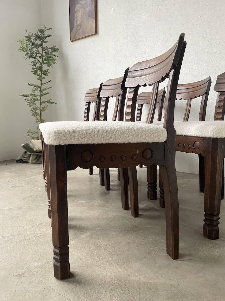 Set of 6 brutalist chairs from the 1940s