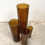 4 vases gigogne Jacques Bédat en plexiglas fumé