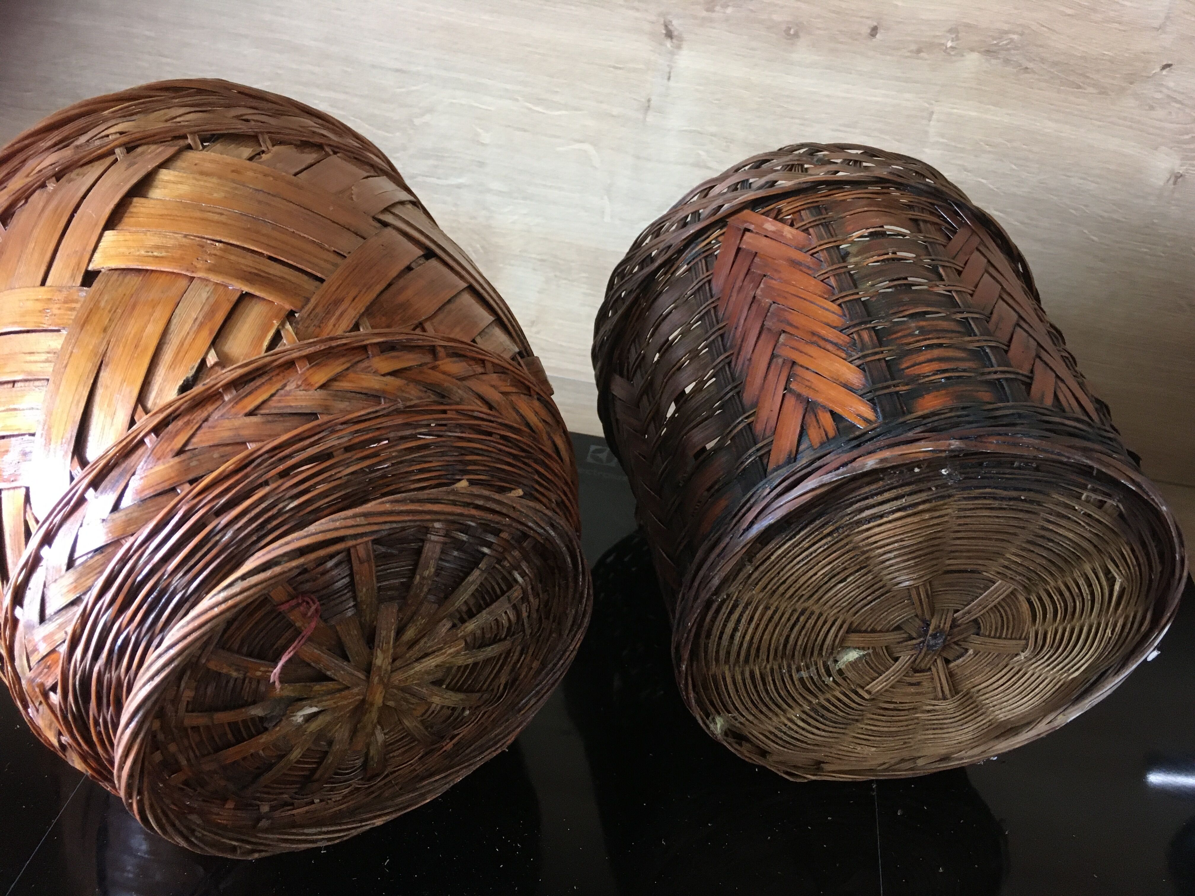 Lot de 2 cache-pots tressés vintage