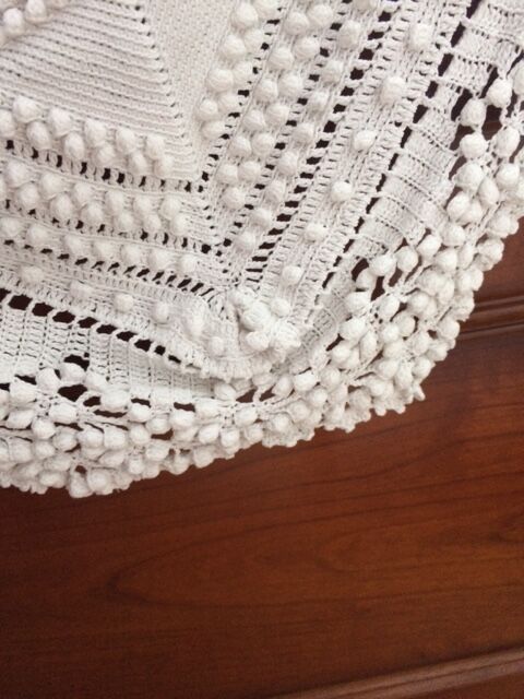 Old handmade crochet bed cover