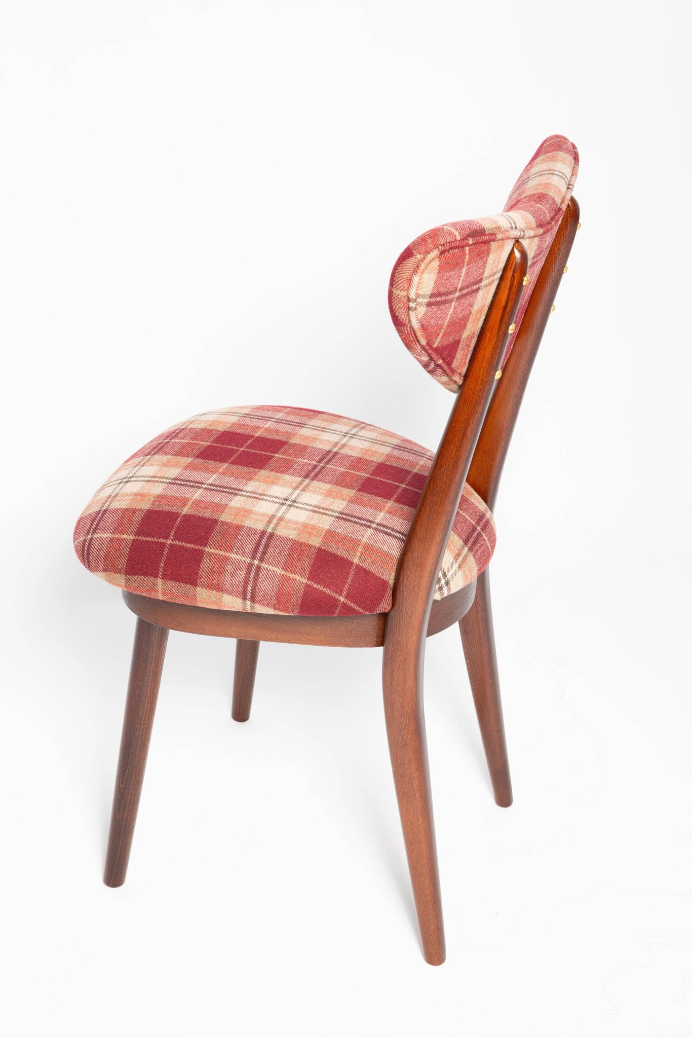 Classic Scottish chair in red burgundy tartan pattern, mid-century, Europe, 1960s.