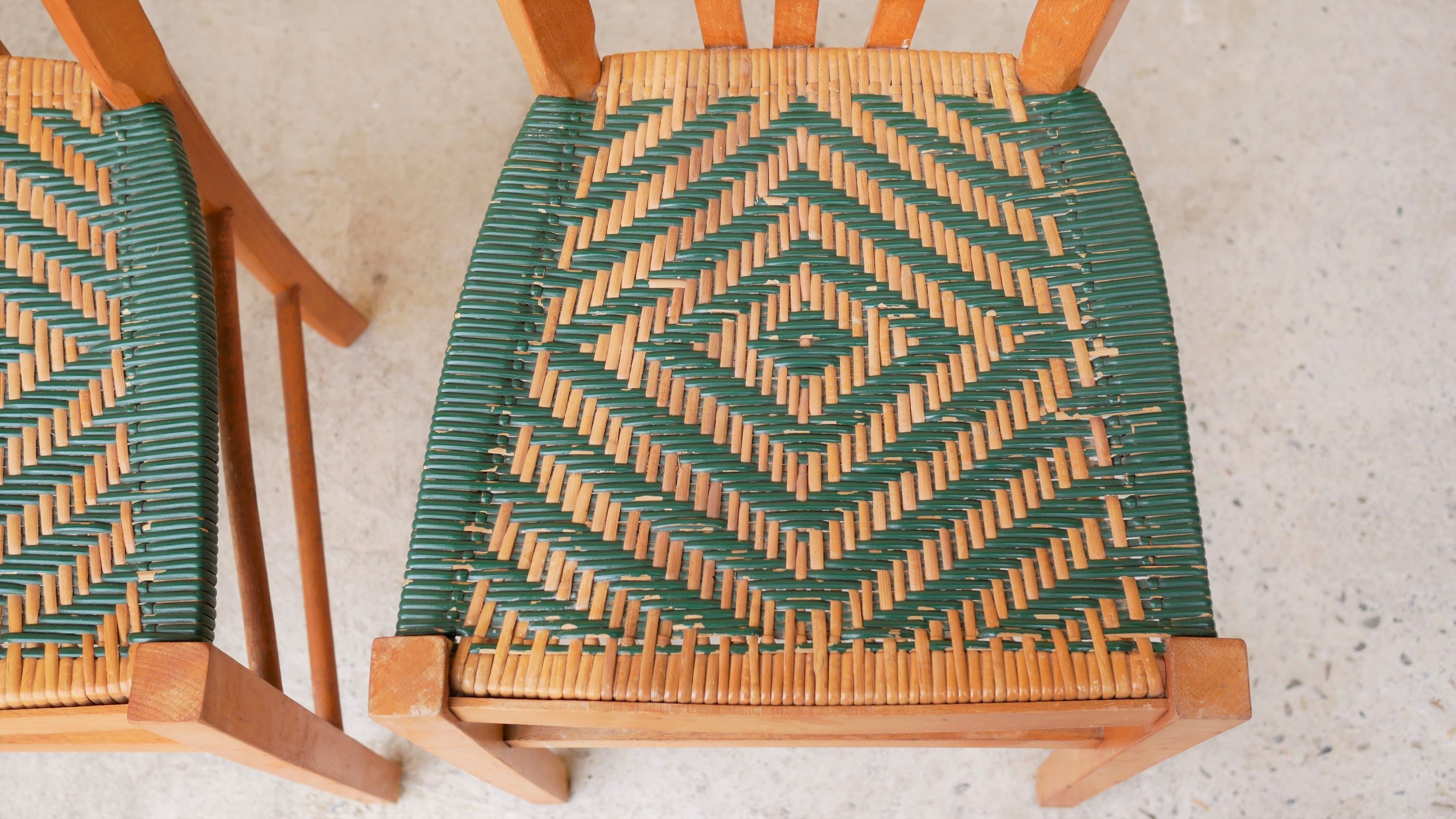 Wooden and rattan countryside canne chair