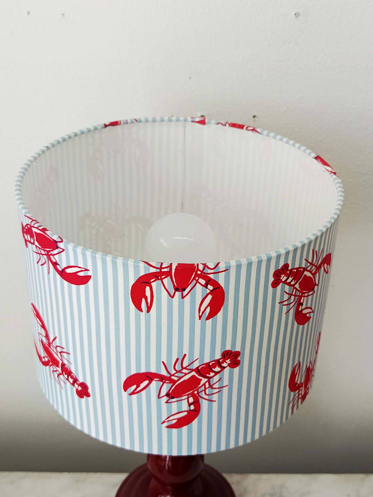 Lampe céramique abat-jour homard vintage