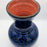 Large Baluster Vase in Safi Ceramic - Blue Black Geometric Design - Morocco