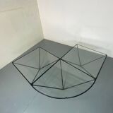 Table Basse Moderniste Furtive en Acier et Verre, Italie, années 1980