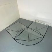 Table Basse Moderniste Furtive en Acier et Verre, Italie, années 1980