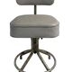 Title Vintage adjustable workshop chair – patinated metal & grey faux leather