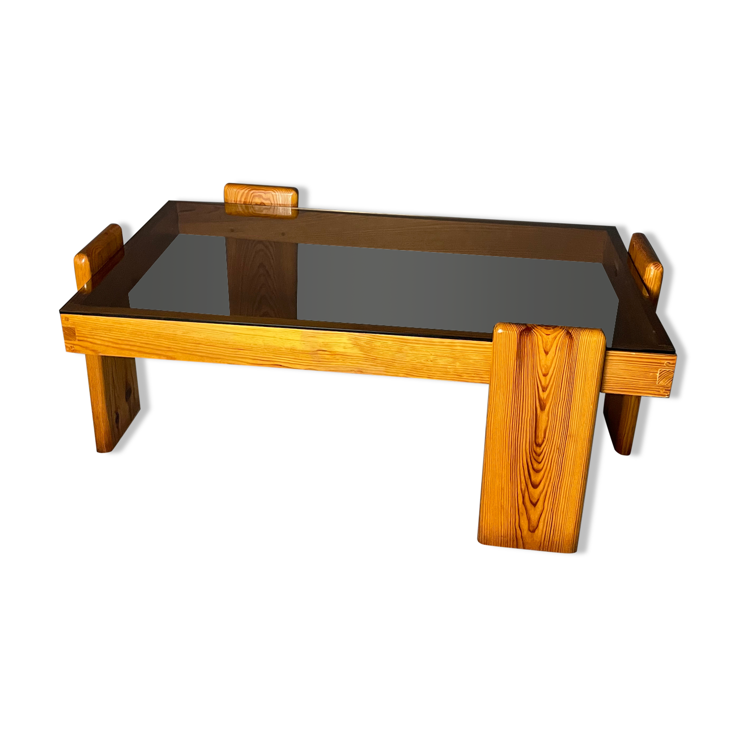 Pine coffee table & glass top