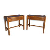Paire de tables de chevet en placage de teck circa 1970 travail scandinave