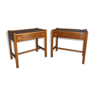 Pair of bedside tables in teak veneer circa 1970 scandinavian work