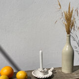 White ceramic candle holder twisted antique rope