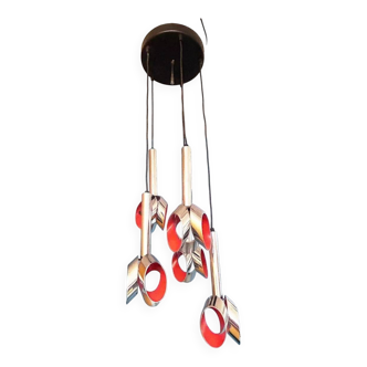 Suspension vintage Raak – chrome et orange