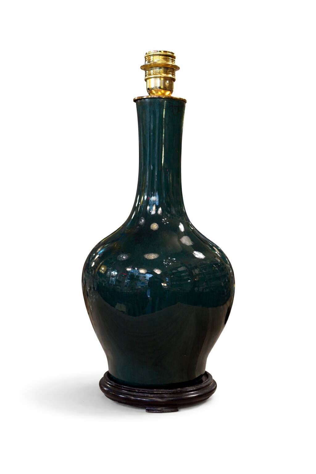 Dark green glazed ceramic table lamp