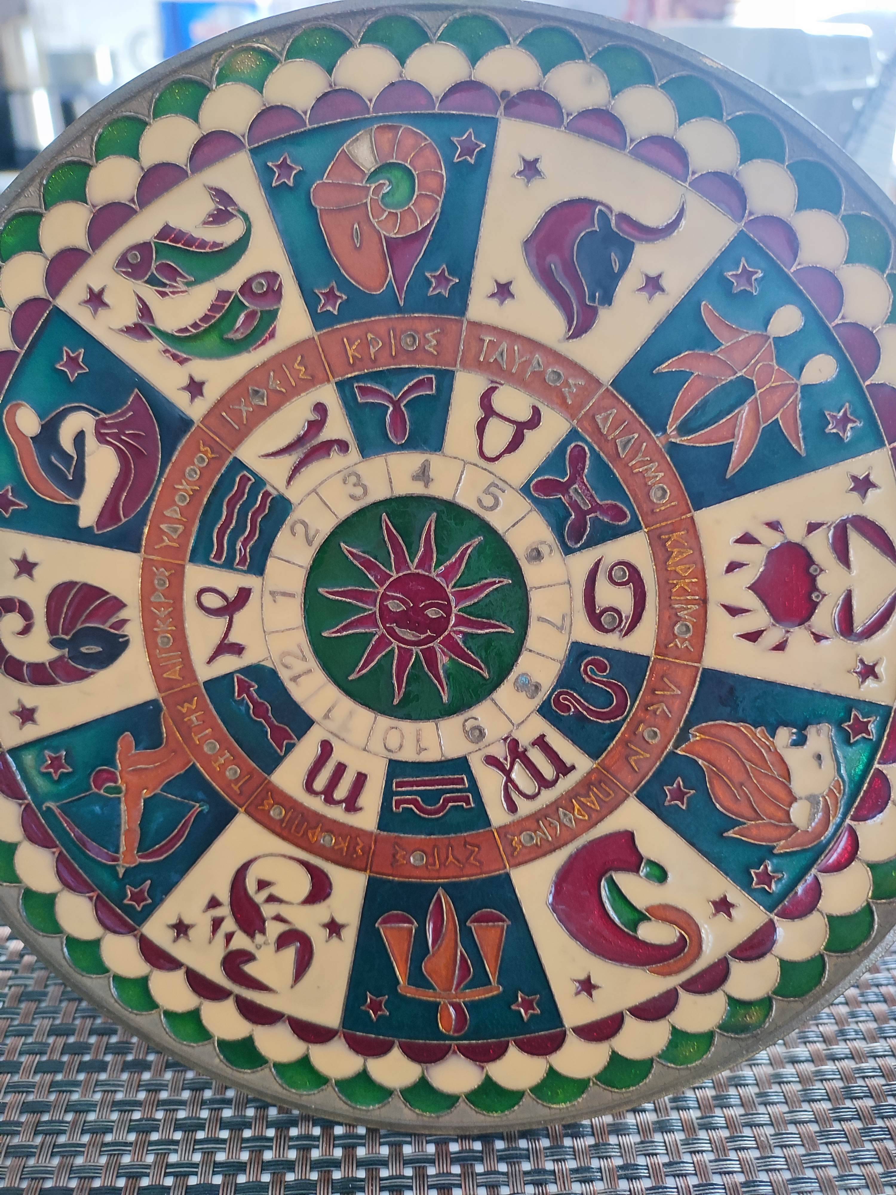 💞 vintage 70s, pretty decorative plate zodiac sign