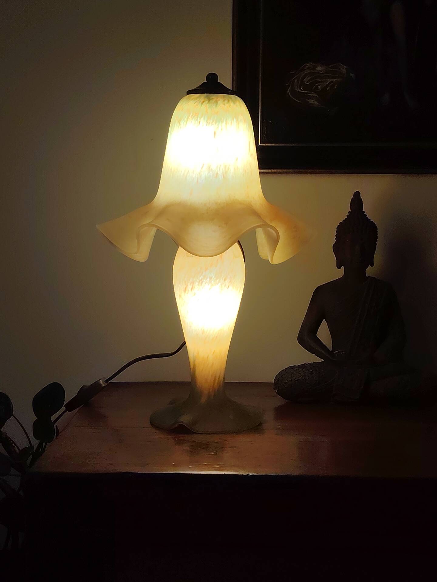 Yellow glass paste mushroom lamp, Art Nouveau style, V. Gifts