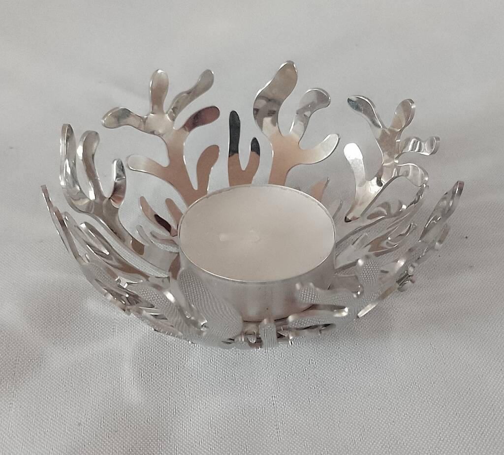 Alessi Mediterraneo Candle Holder Tea Light Silver Color