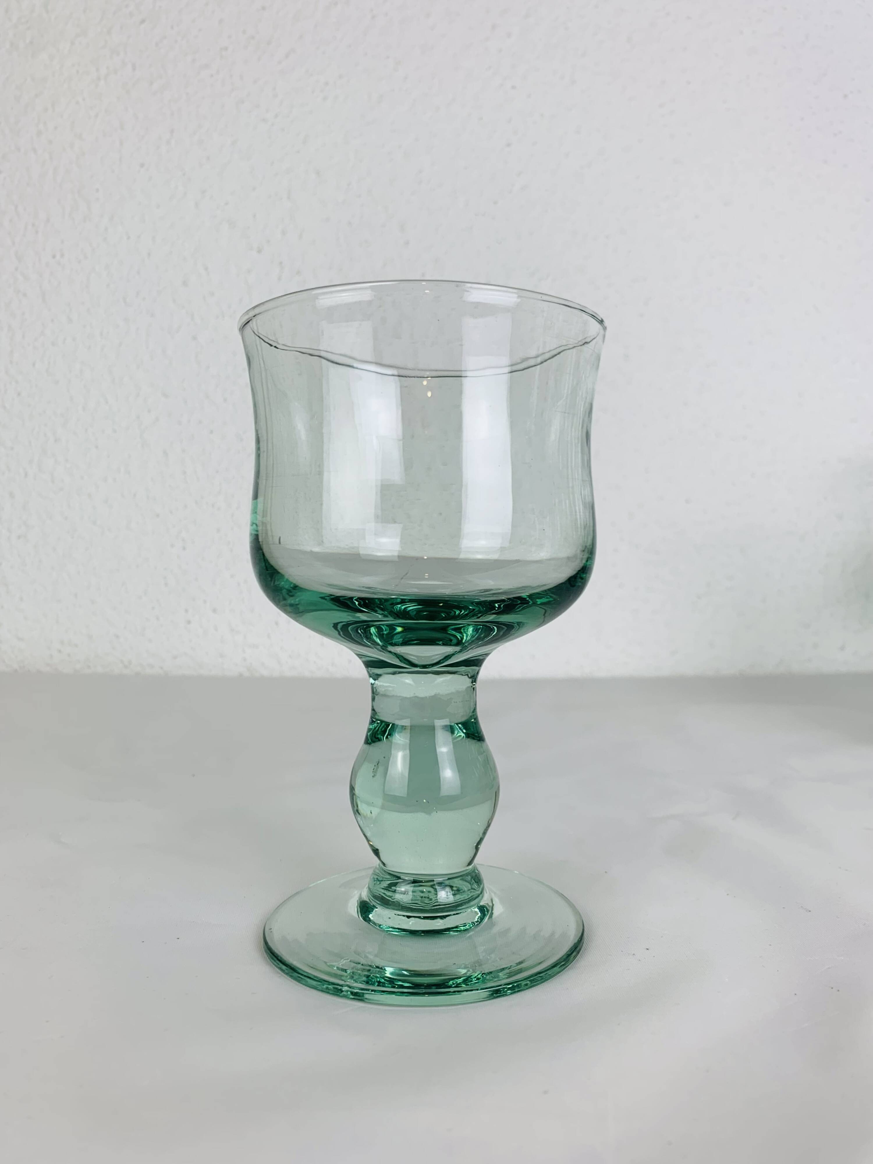 10 vintage handmade stemmed glasses