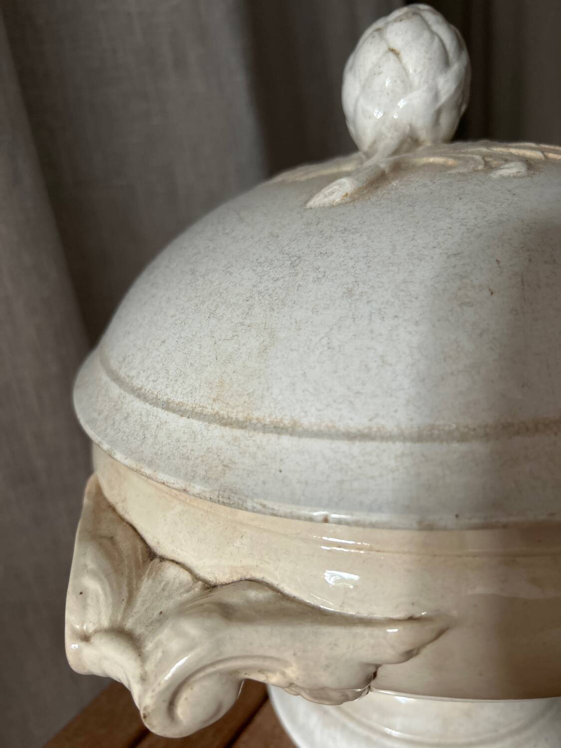 White iron earthenware soup tureen from Digoin and Sarreguemines late 19th century