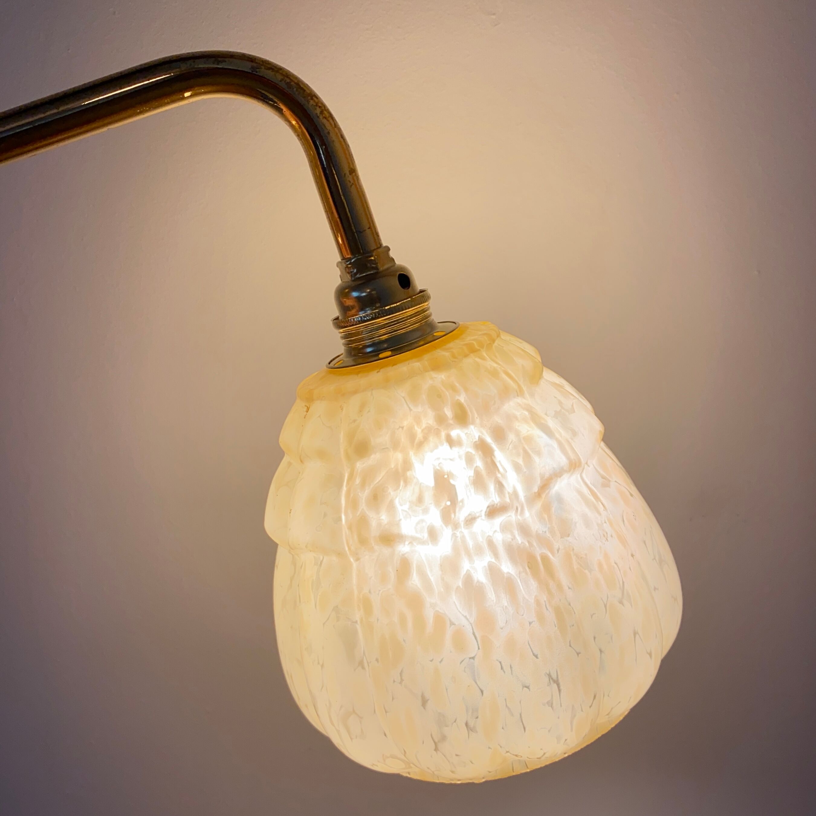 Vintage tulip wall lamp in yellow Clichy glass