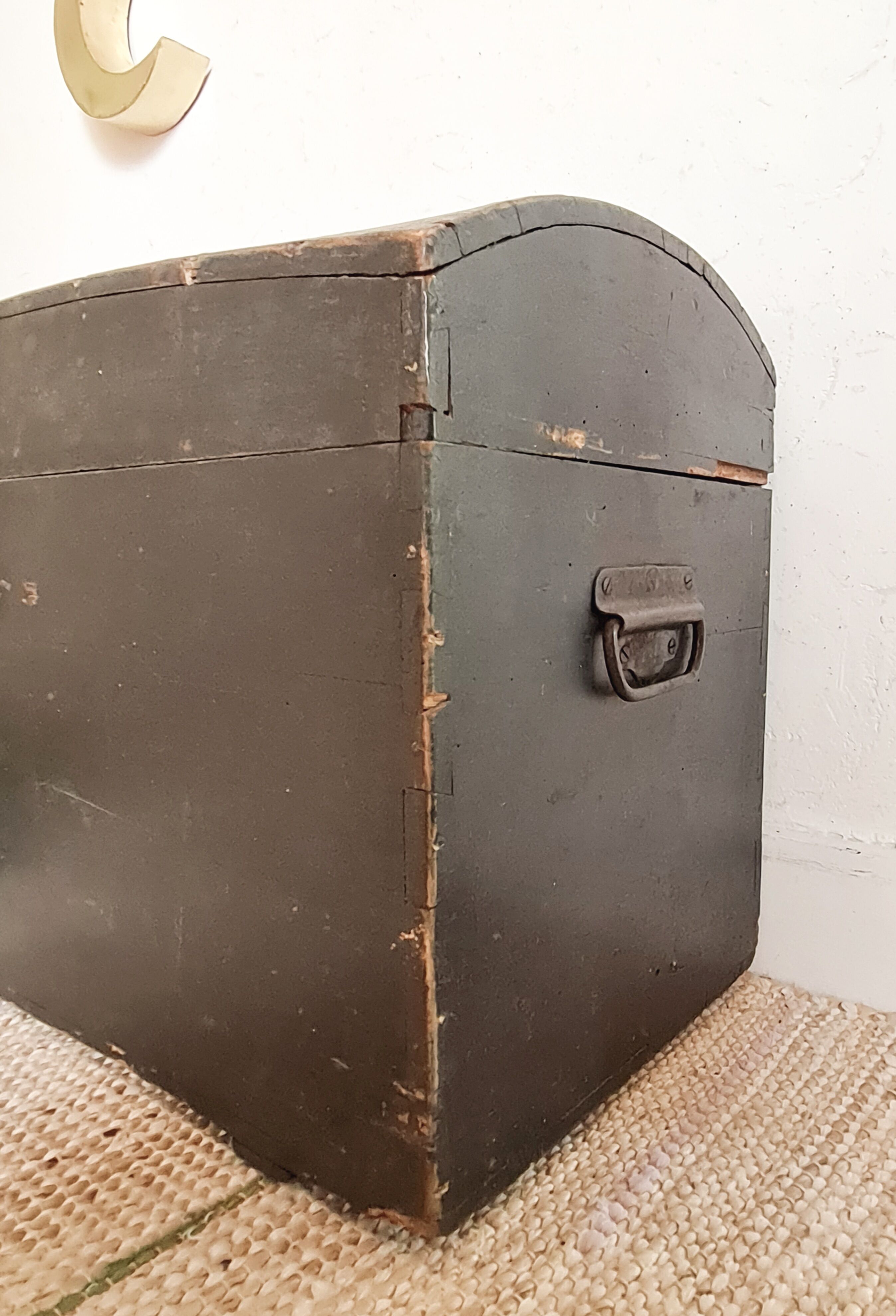 Old chest in black wood