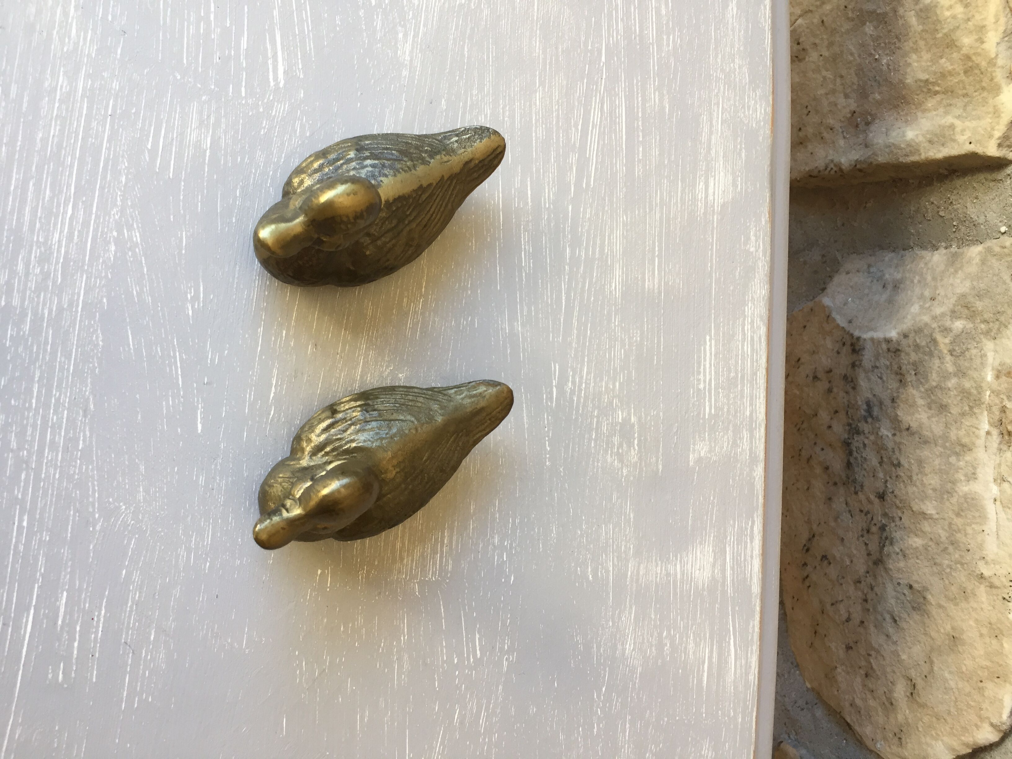 Pair of ducks brass paperweight