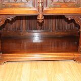 Credence in walnut 19th neo-gothic flamboyant