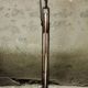 Brutalist floor lamp in wrought iron and glass paste