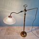 Brass and grooved glass floor lamp in Art Deco style